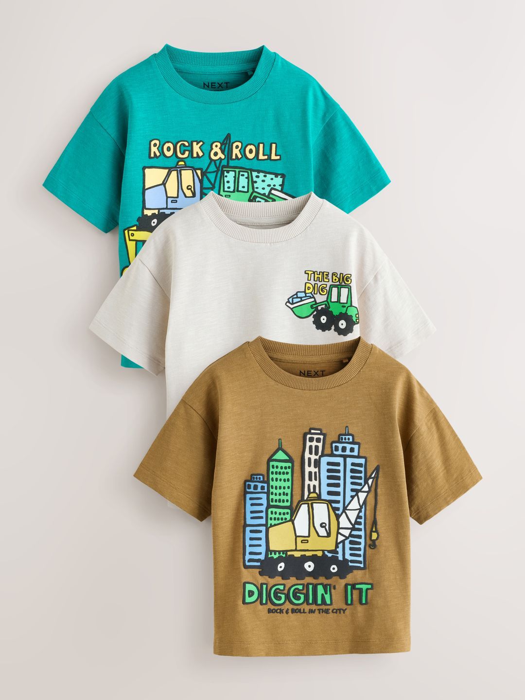 NEXT Boys Pack of 3 Graphic Printed Pure Cotton T-Shirt-picture-40