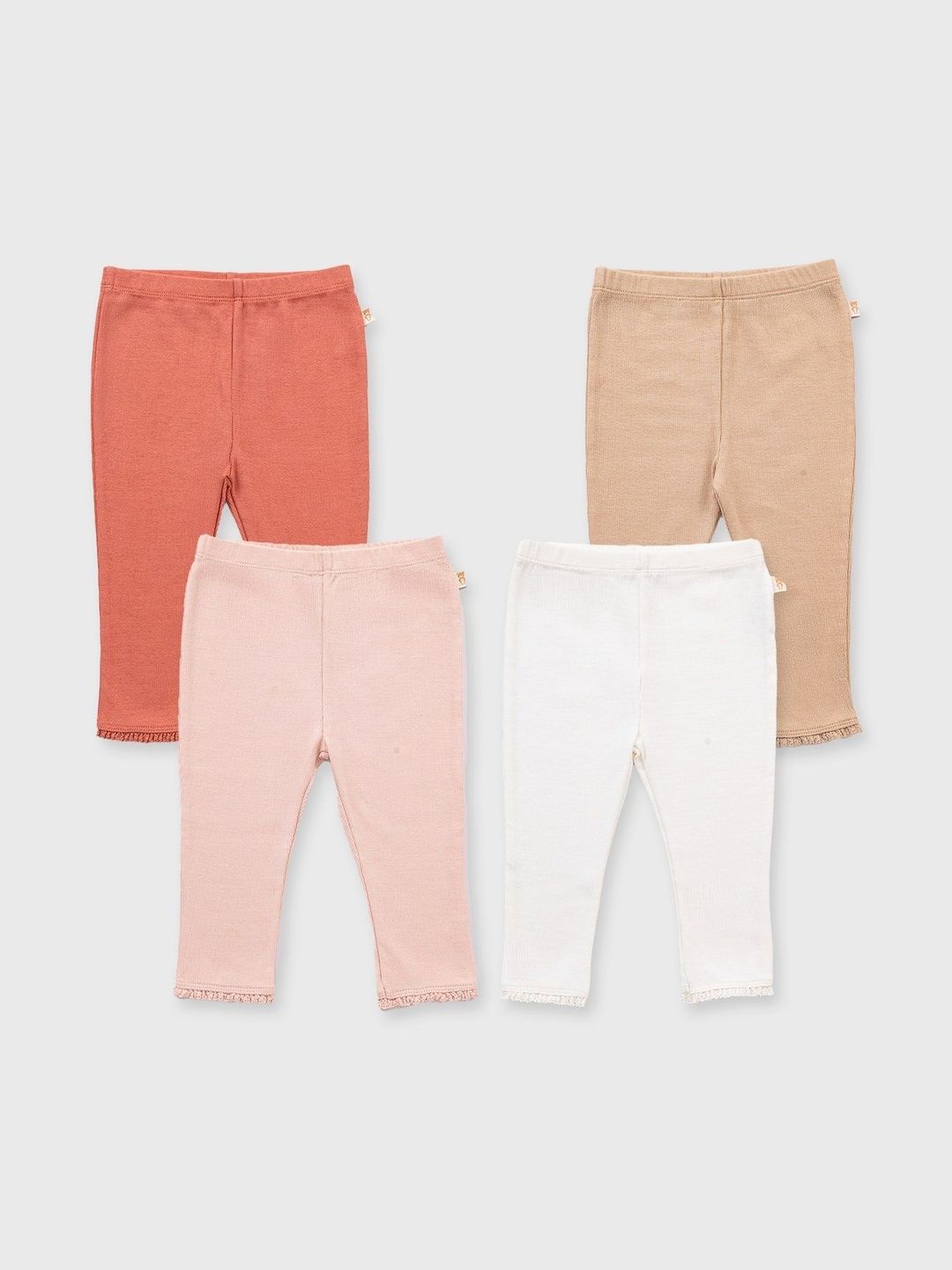 Softsens Infant Girls Pack Of 4 Ribbed Ankle Length Leggings-picture-12