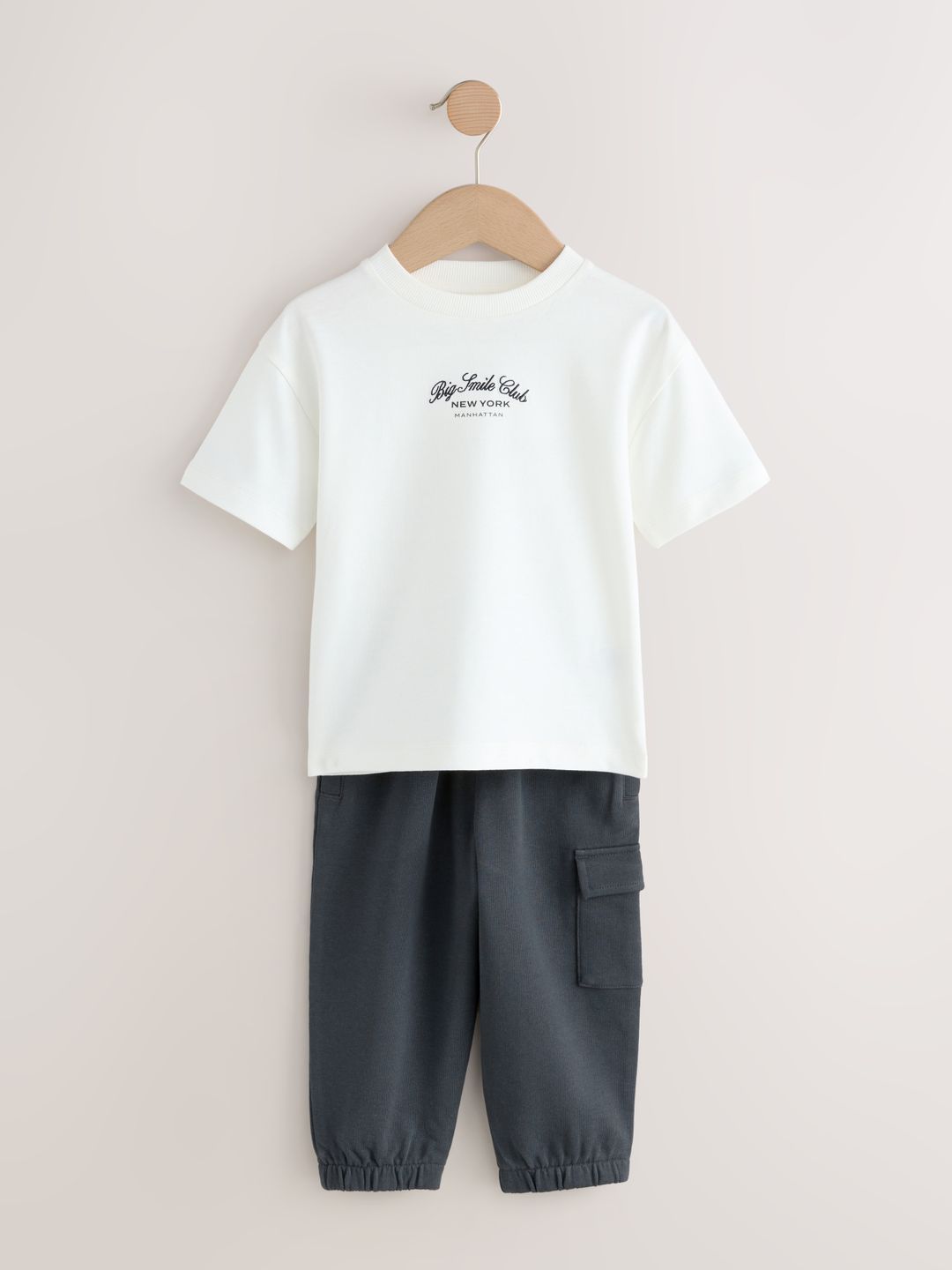 NEXT Boys Pure Cotton Typography Printed T-shirt & Joggers Set