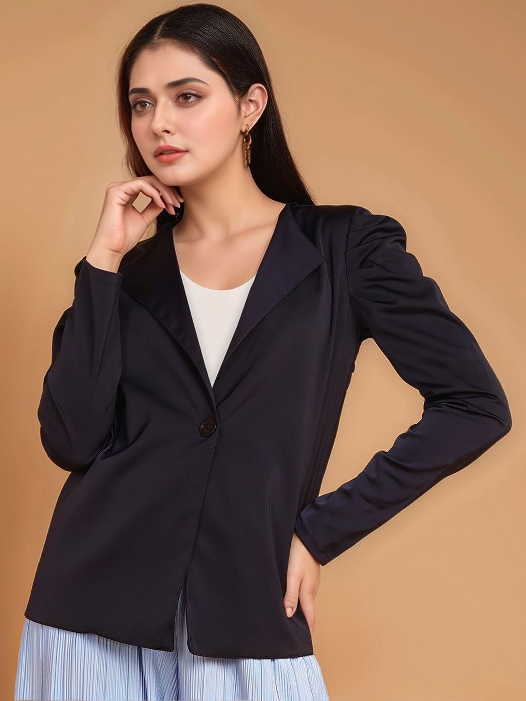 Fashfun Notched Lapel Single-Breasted Casual Blazer-picture-32