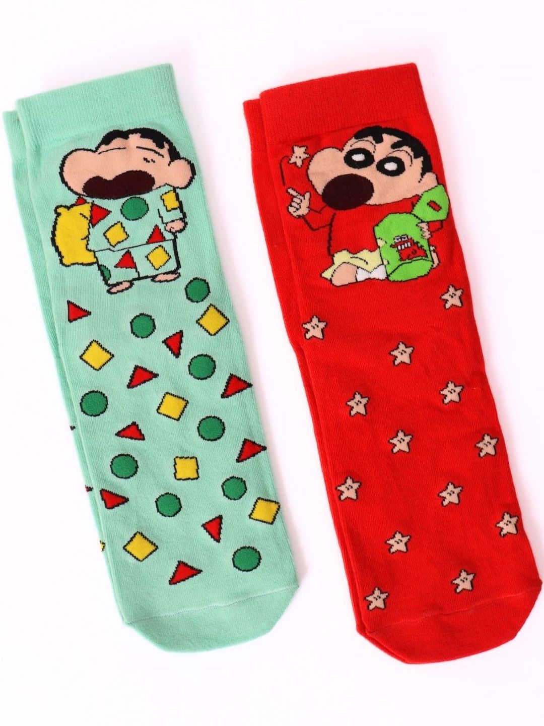 Thela Gaadi Pack Of 2 Pattered Cotton Calf Length Socks-picture-33