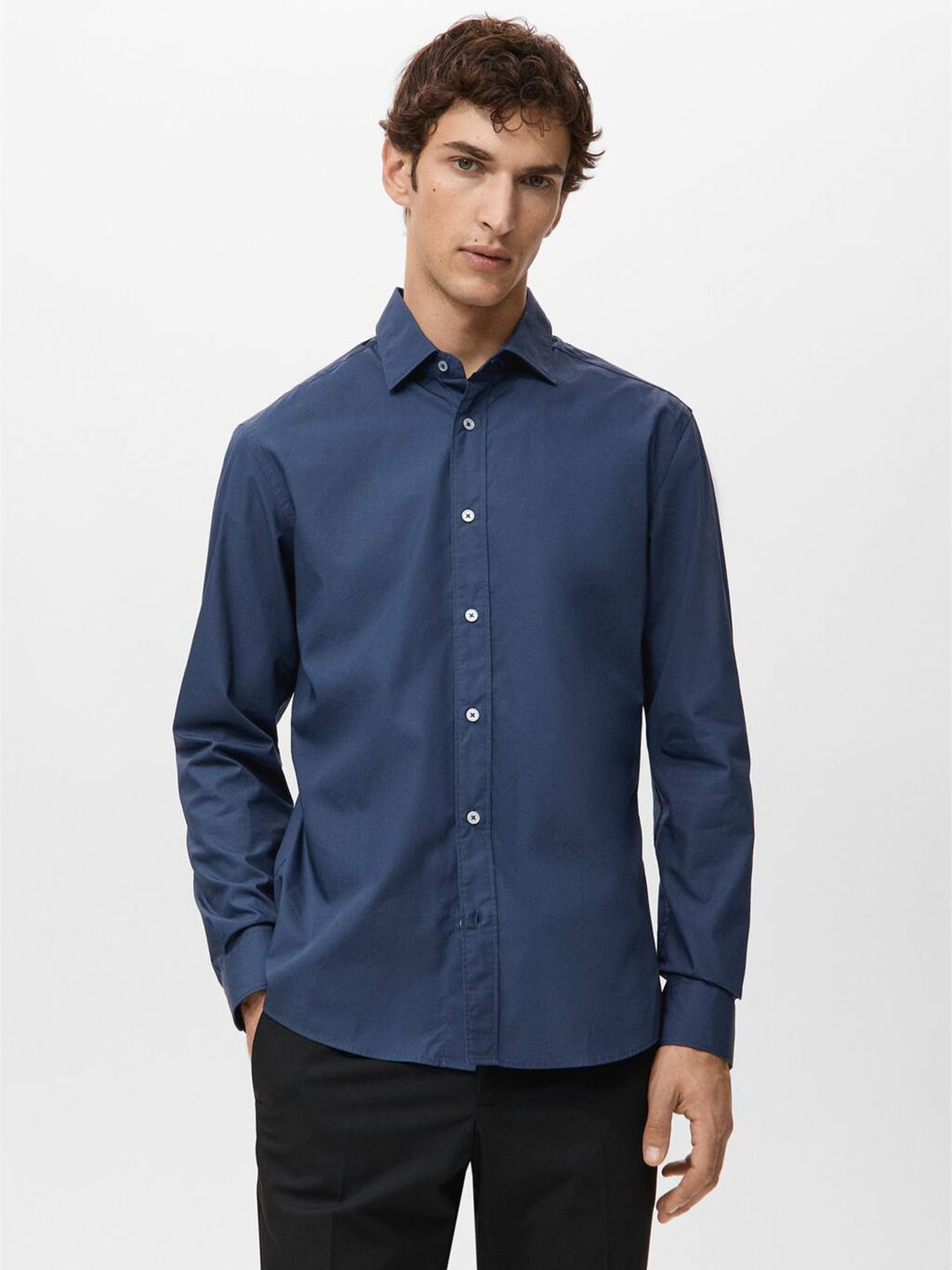 MANGO MAN Spread Collar Pure Cotton Formal Shirt-picture-39