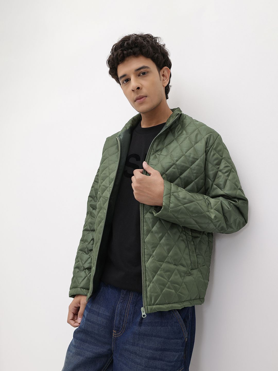 The Roadster Lifestyle Co. Mock Collar Quilted Jacket-image-47