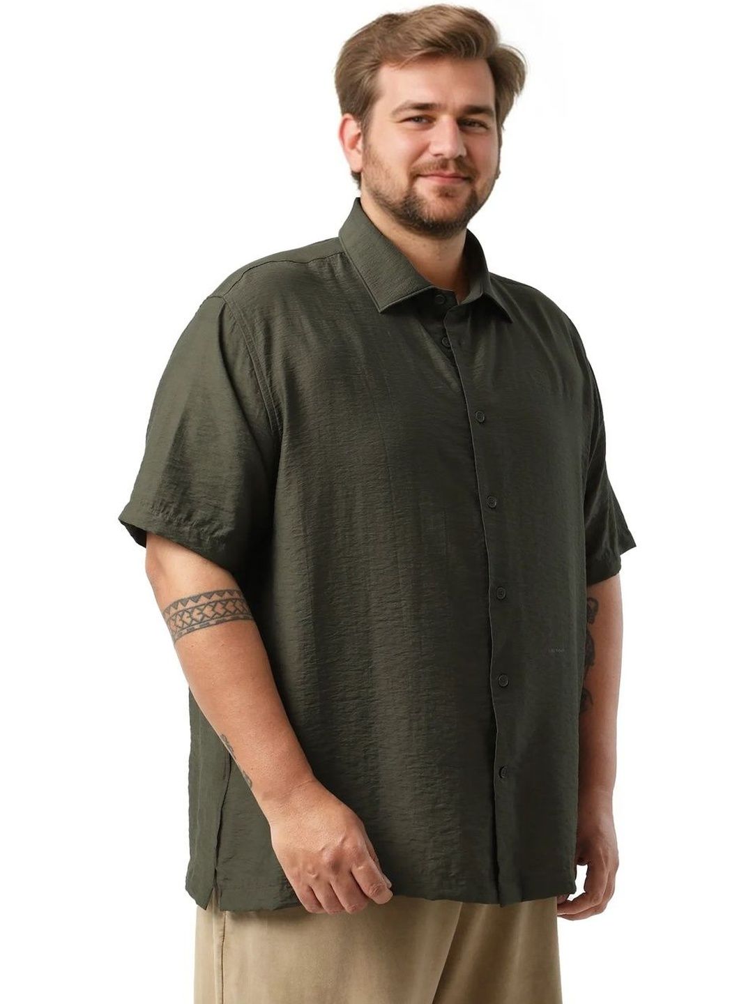 RARE RABBIT Mens Olive Regular Fit Plain Casual Shirt-picture-10