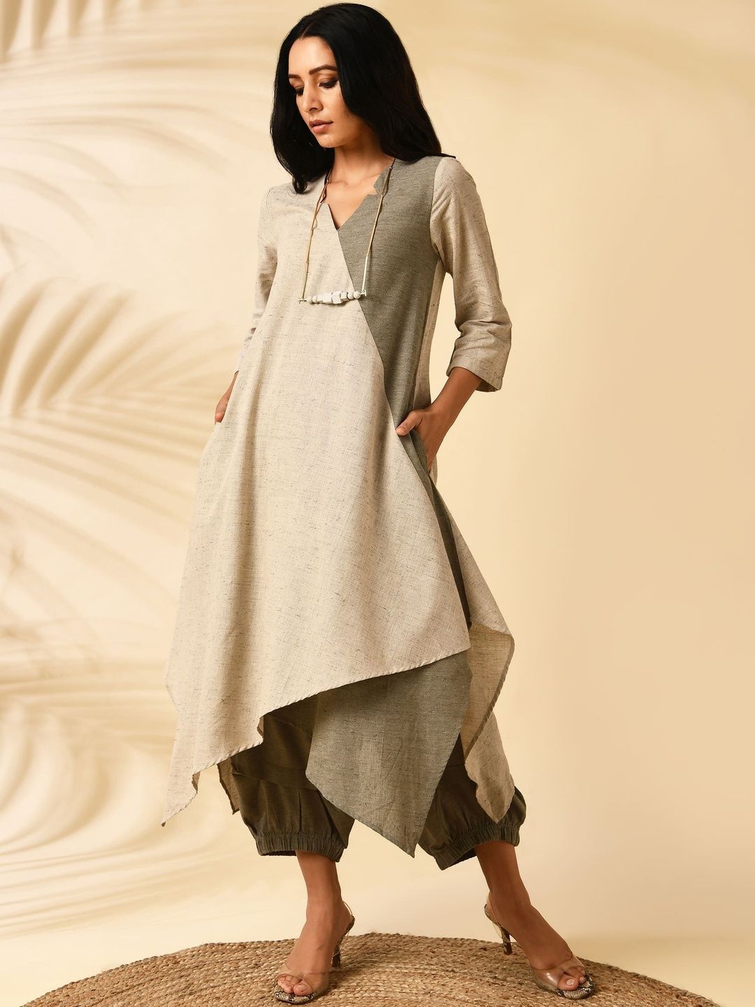 MARKKAH STUDIO Women Colourblocked Tunic with Dhoti Pants-picture-56