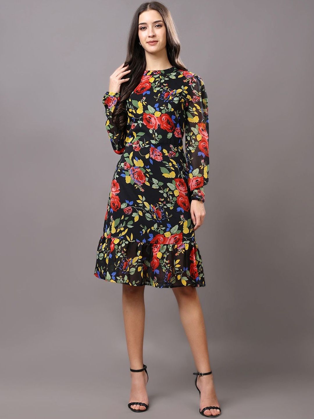 Cation Floral Print Chiffon A-Line Dress-picture-34