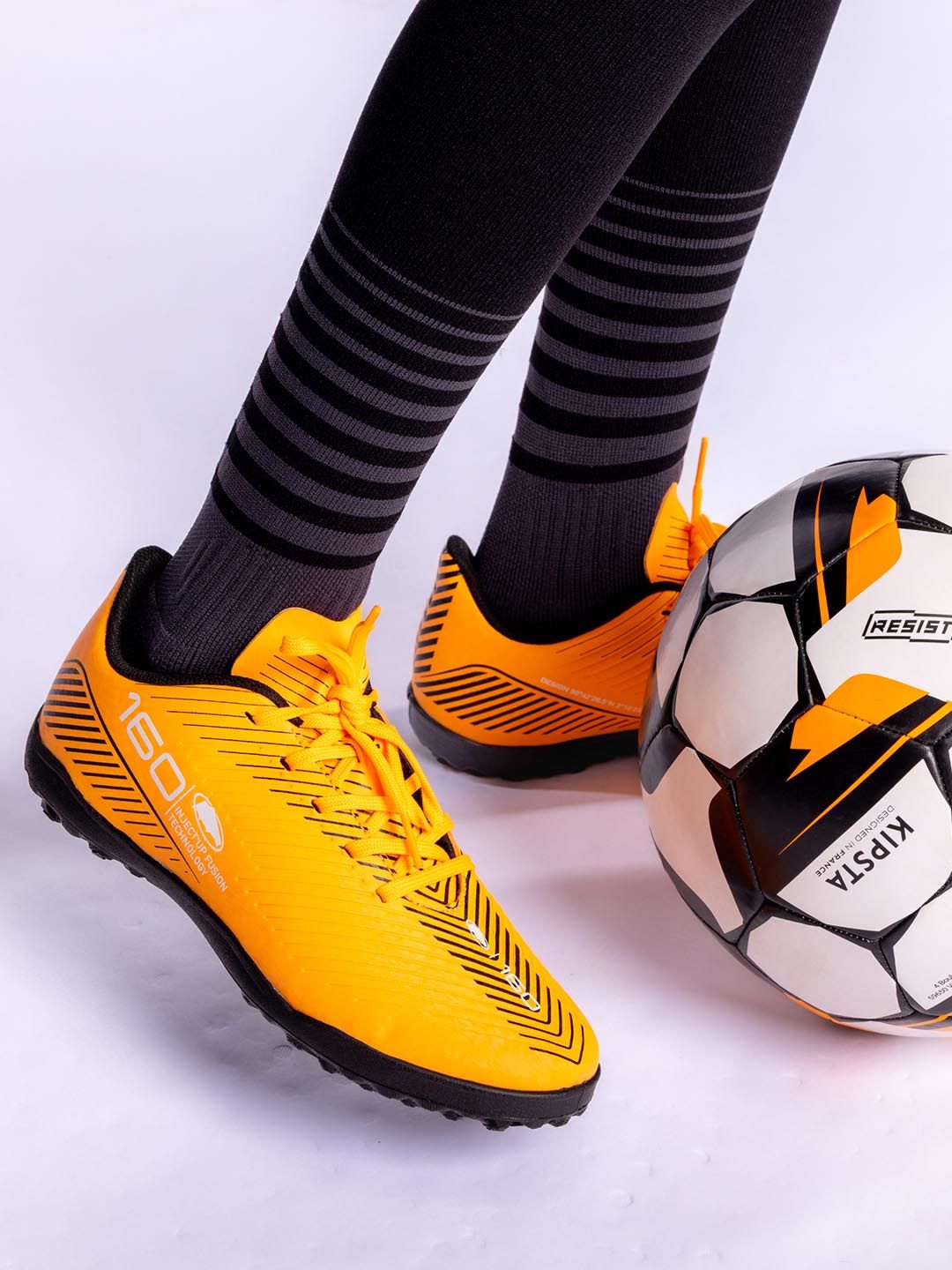 Decathlon Kids' Artificial Pitch Rip-Tab Football Boots 160 - Orange/Black-picture-25