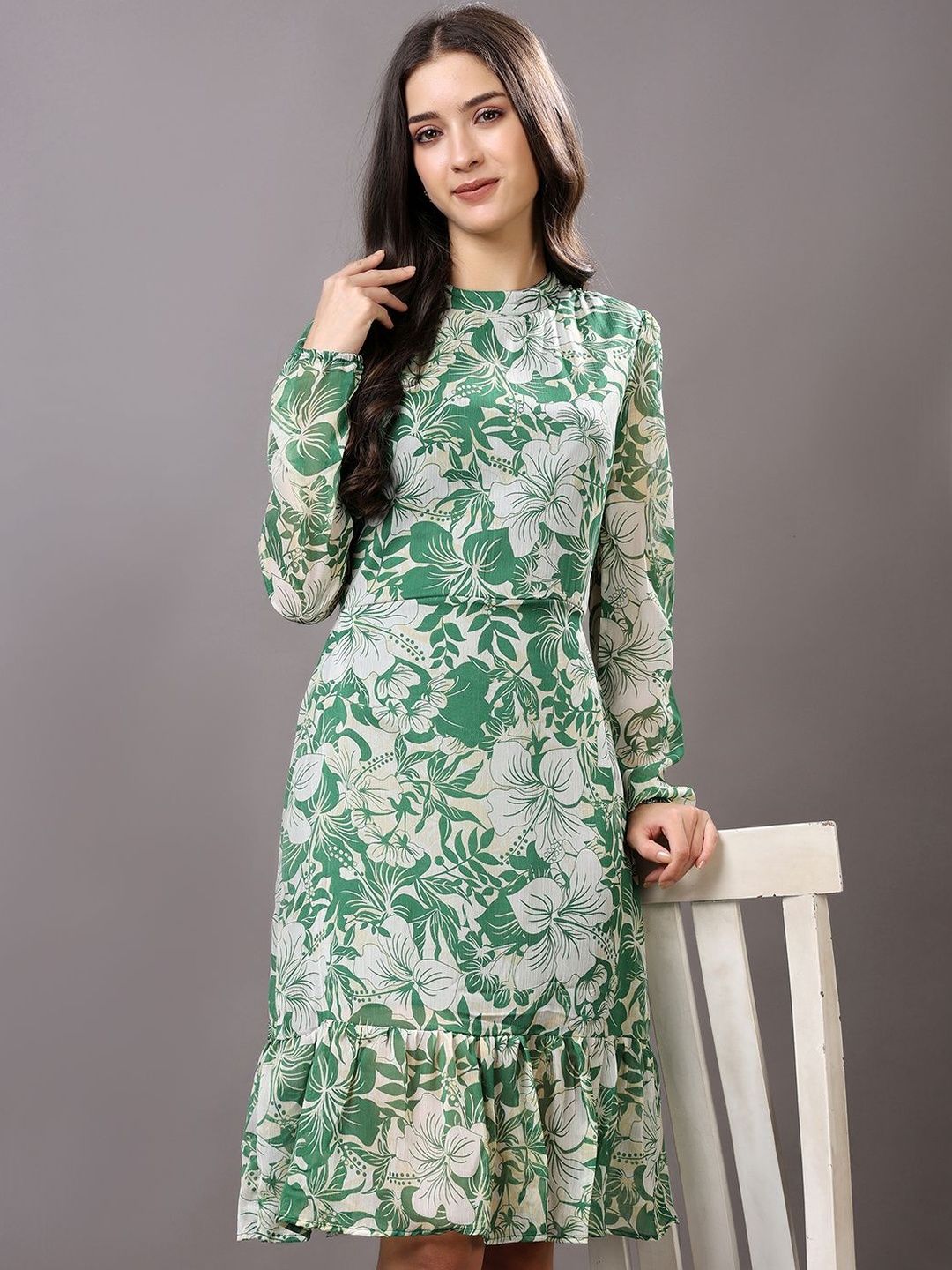 Moda Rapido Floral Print Chiffon Dress-picture-27