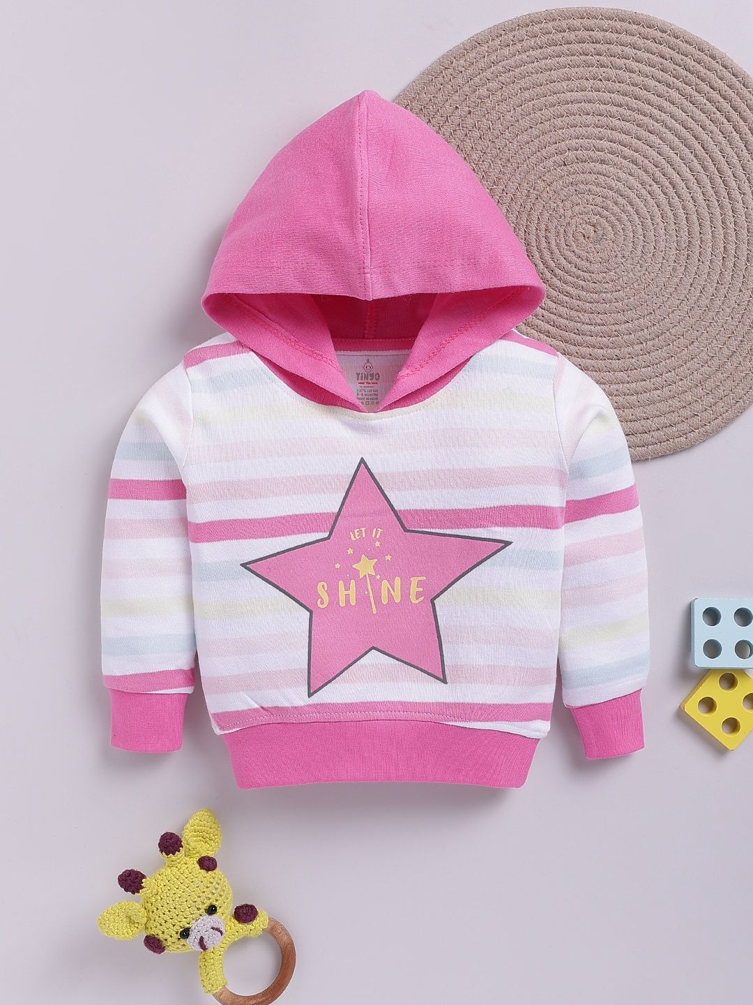 YK X Tinyo Infant Girls Striped Hooded Cotton T-shirt-picture-48