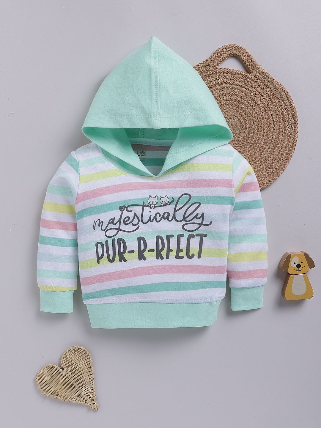YK X Tinyo Infant Girls Striped Hooded Cotton T-shirt-picture-56
