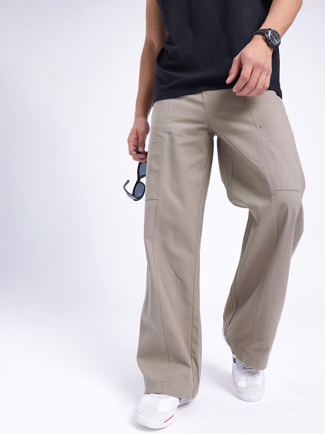 glitchez Men Wide Leg Cargos Trousers-picture-45