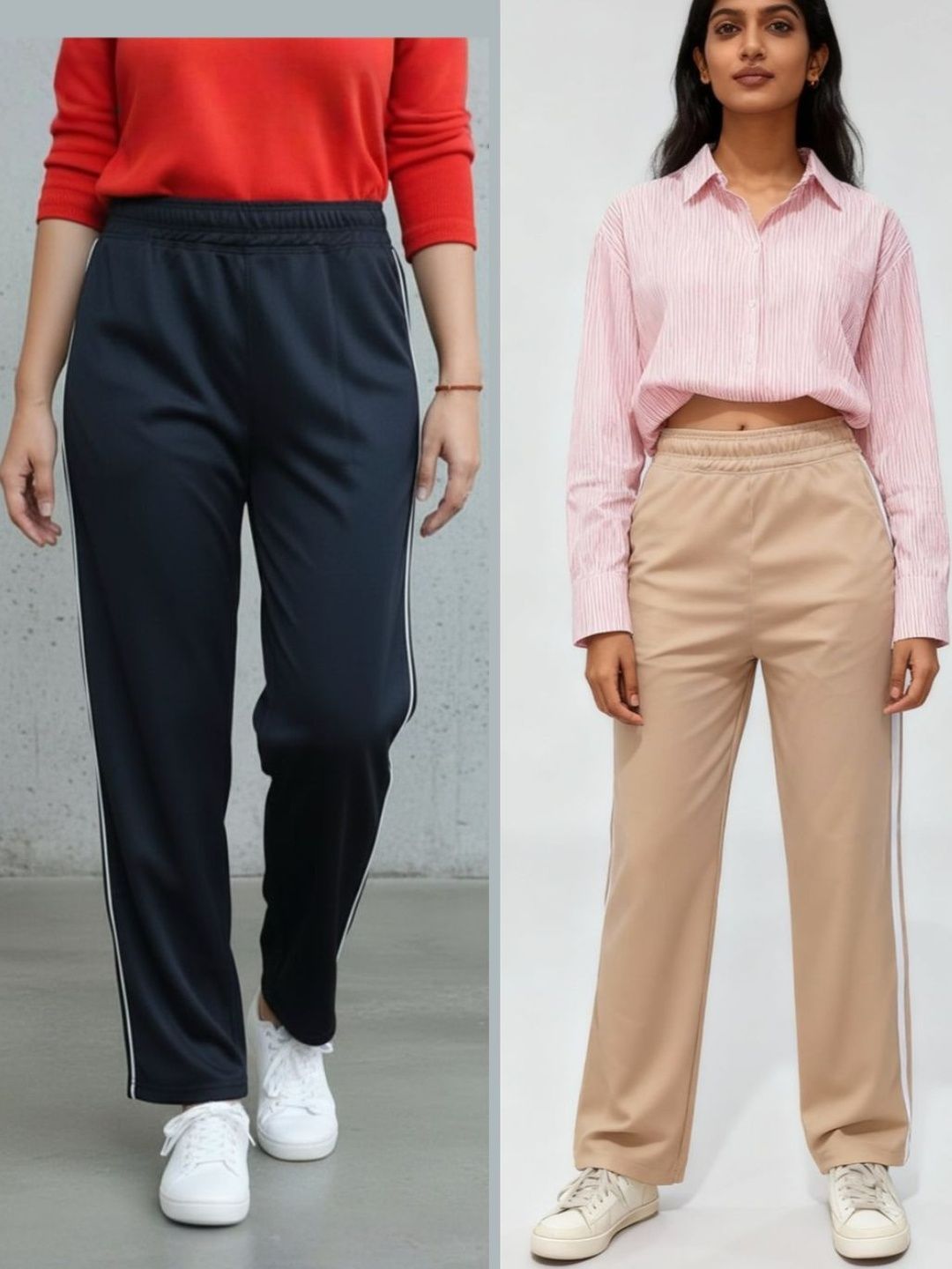 LYNO Women Striped Smart Straight Fit Wrinkle Free Trousers-picture-22