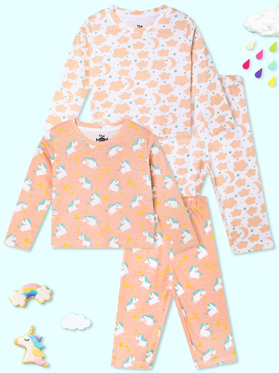 The Mom Store Unisex Kids Printed Night suit-picture-18