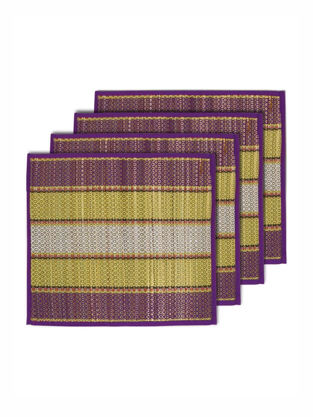 HOKIPO 4Pcs Purple & Yellow Patterned Floor Mats-image-27
