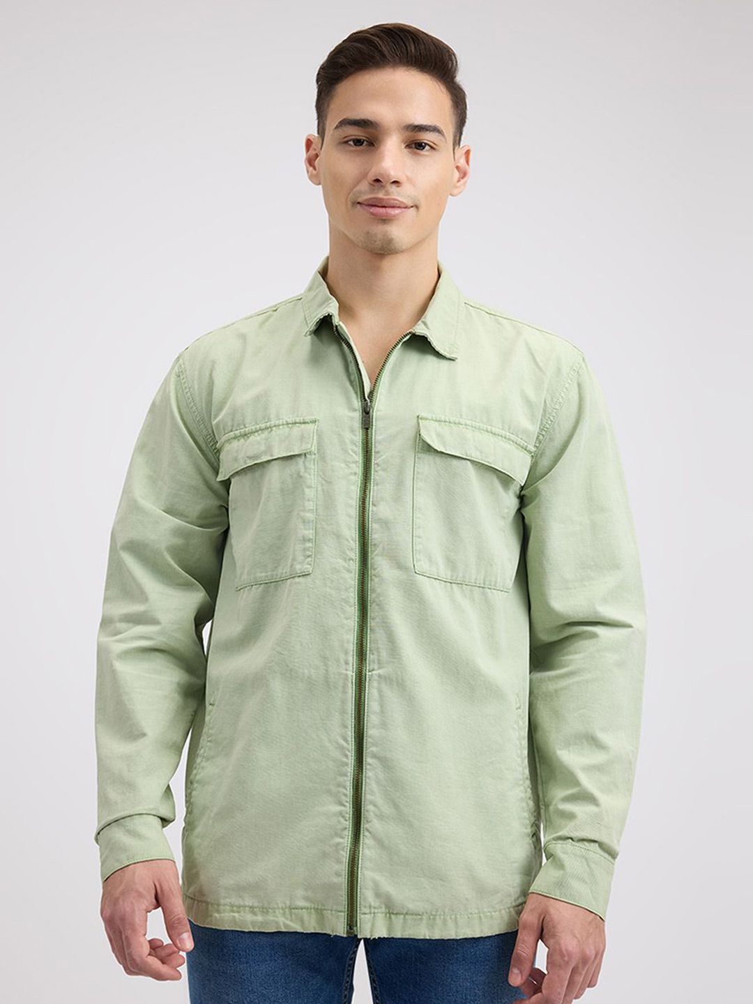 Pepe Jeans Men Relaxed Fit Spread Collar Solid Cotton Casual Shirt-picture-20