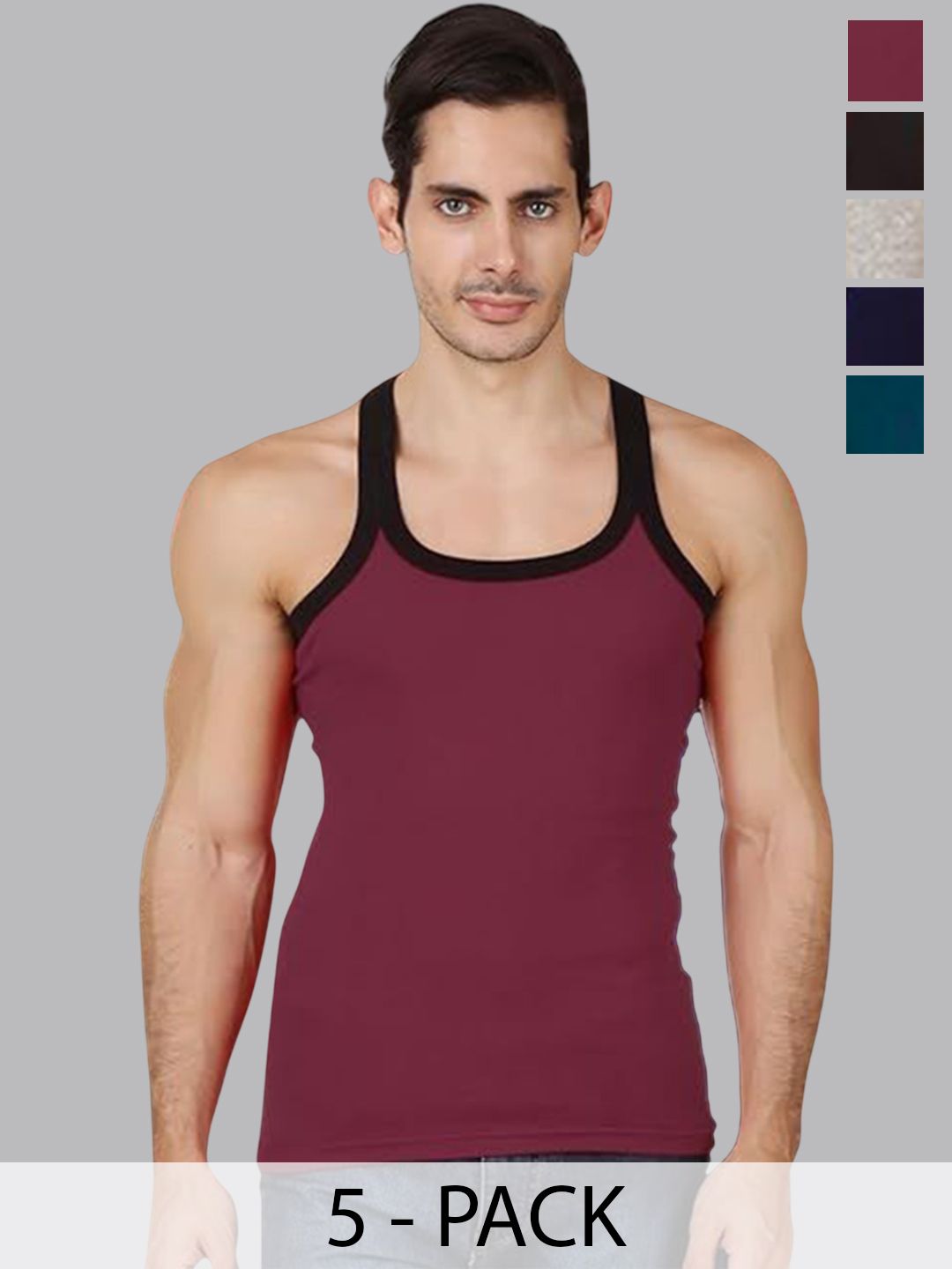 HAP Pack Of 5 Pure Cotton Gym Innerwear Vests 121 GV-P5-image-44