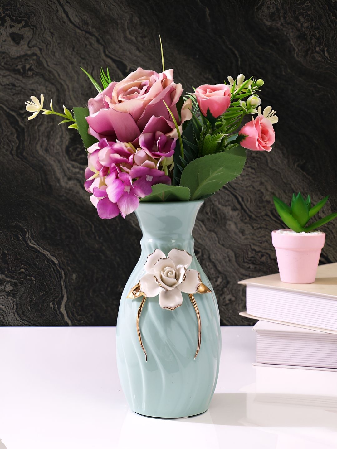 TAYHAA Purple 1 Pieces Rose Artificial Flower-picture-19