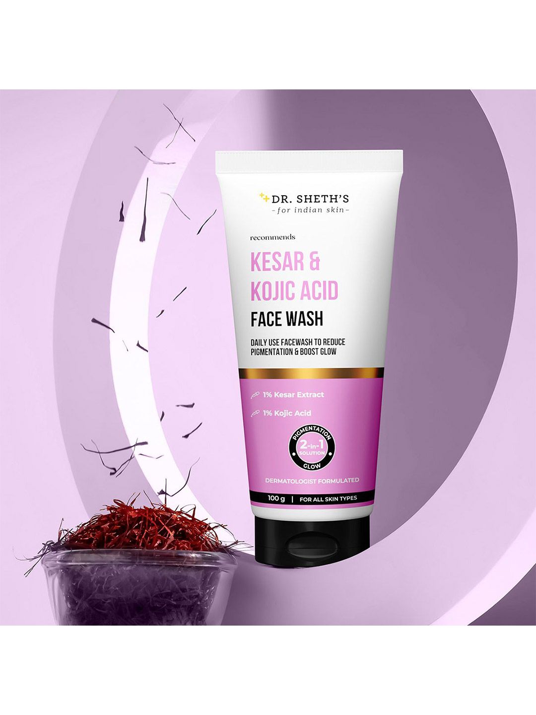 DR. SHETHS Kesar & Kojic Acid Face Wash For Anti Pigmentation & Dark Spots - 100 g-image-25