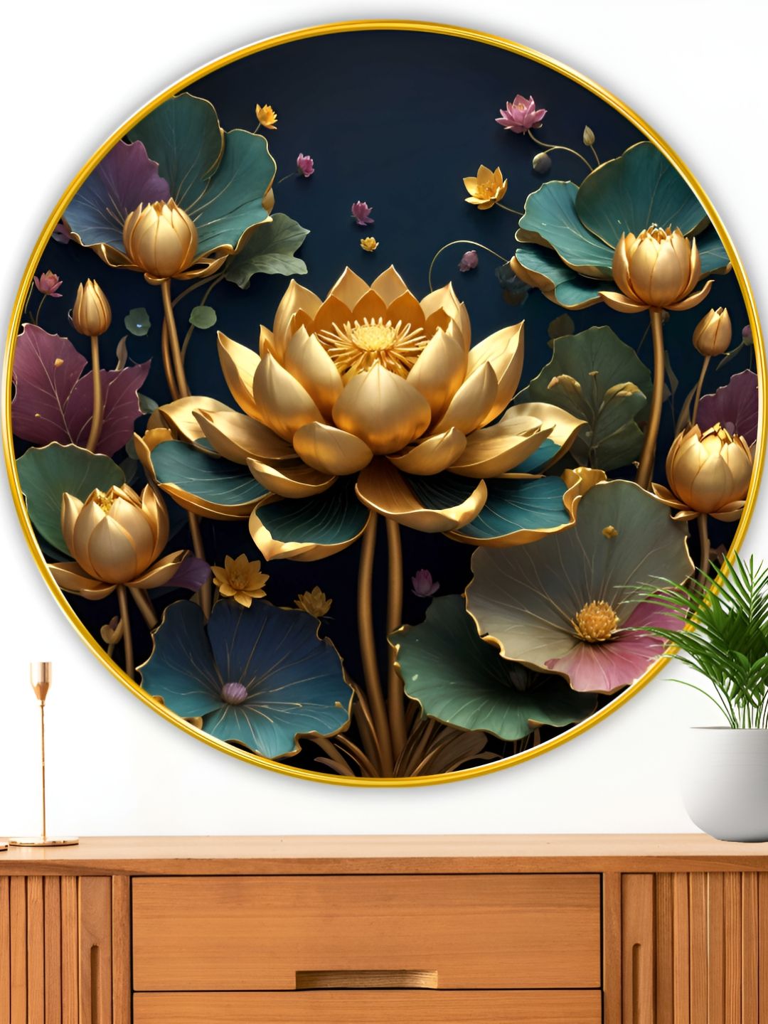 Myntra Elegant Homes Green & Gold-Toned Floral And Botanical Wooden Wall Art-picture-28