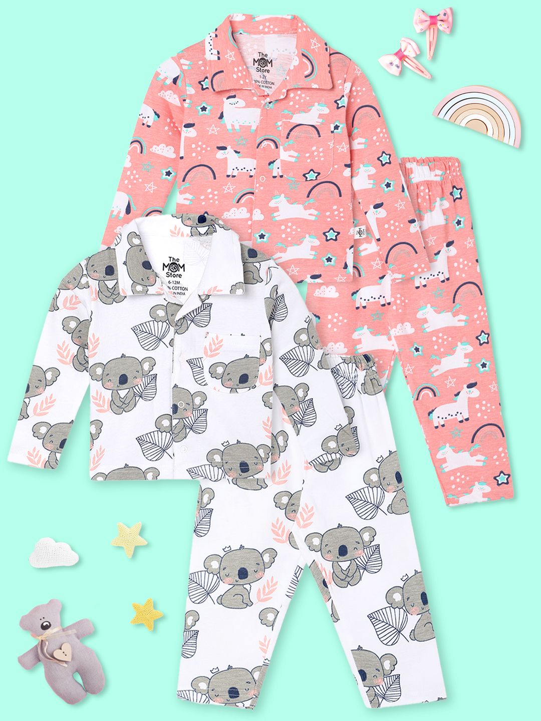 The Mom Store Unisex Kids Printed Night suit-picture-17