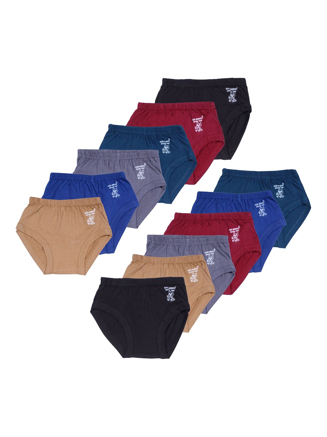 Kids Basket Girls Pack Of 12 Cotton Basic Briefs - M-GY-KBPLAIN-JAT-12PC-picture-23