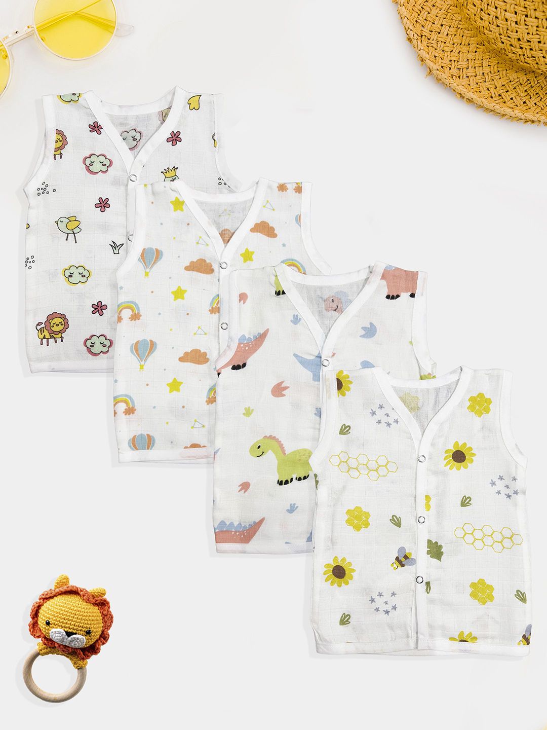 FEBVIBE Infants Pack Of 4 Printed Pure Organic Cotton JhablasFV-MUS-JAB-SET-01-0-3M-image-19