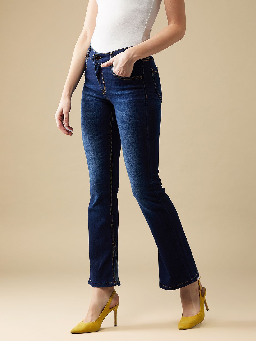 Mast & Harbour Women Bootcut Light Fade Stretchable Jeans-picture-43