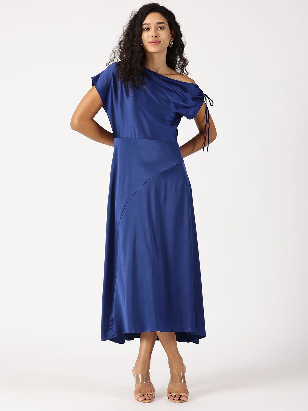 ISU Women One Shoulder Satin A-Line Midi Dress-picture-29