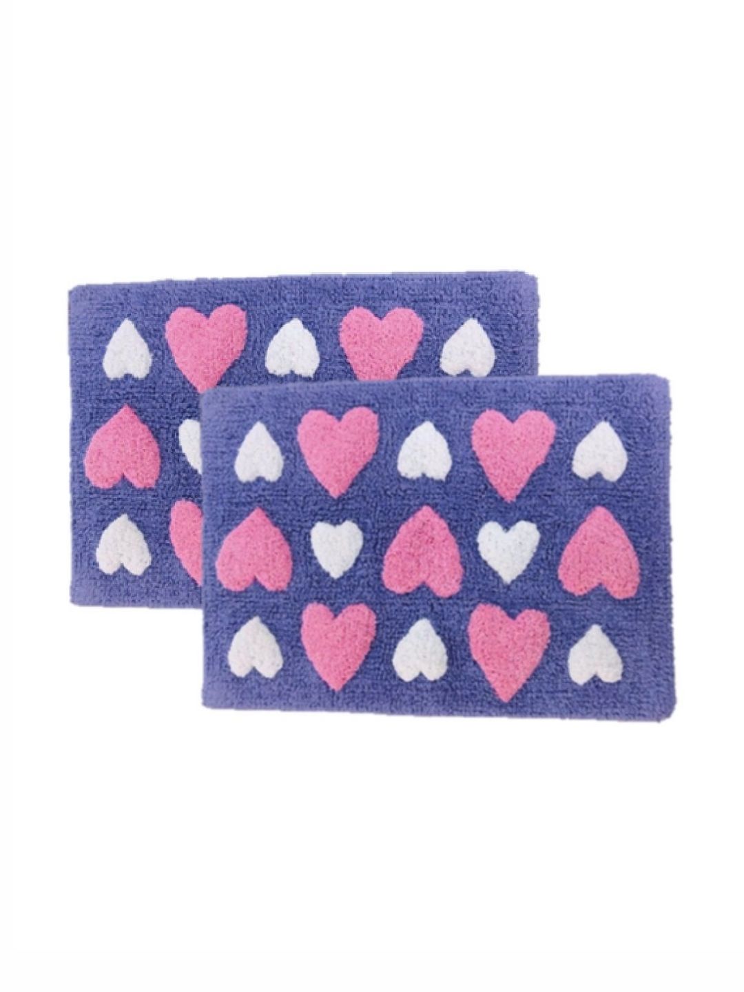 Aura 2-Pcs Purple & White Self-Designed 1800 GSM Cotton Anti Skid Bath Rugs-picture-55