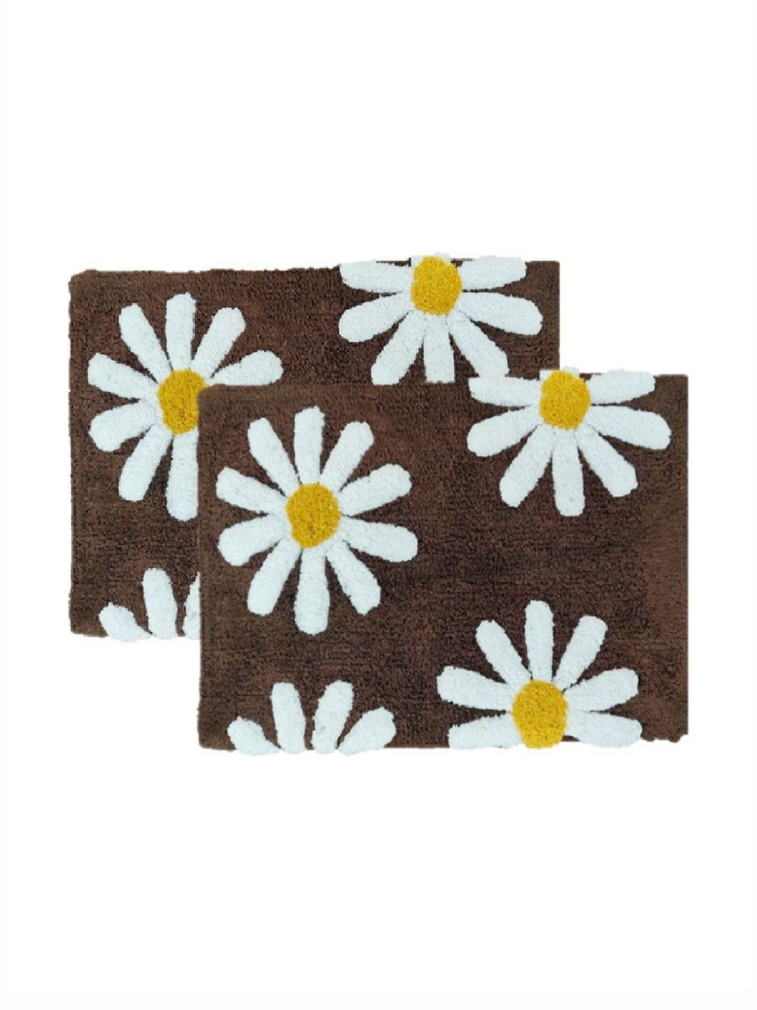 Aura 2-Pcs Brown & White Self-Designed 1800 GSM Cotton Anti Skid Bath Rugs-picture-51