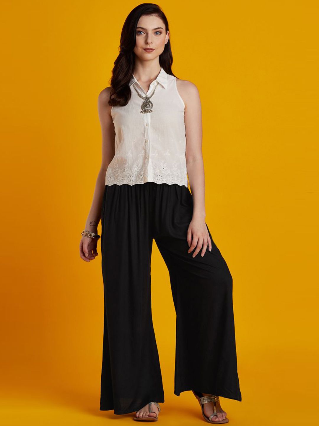 VEDANA Women Flared Ethnic Palazzos