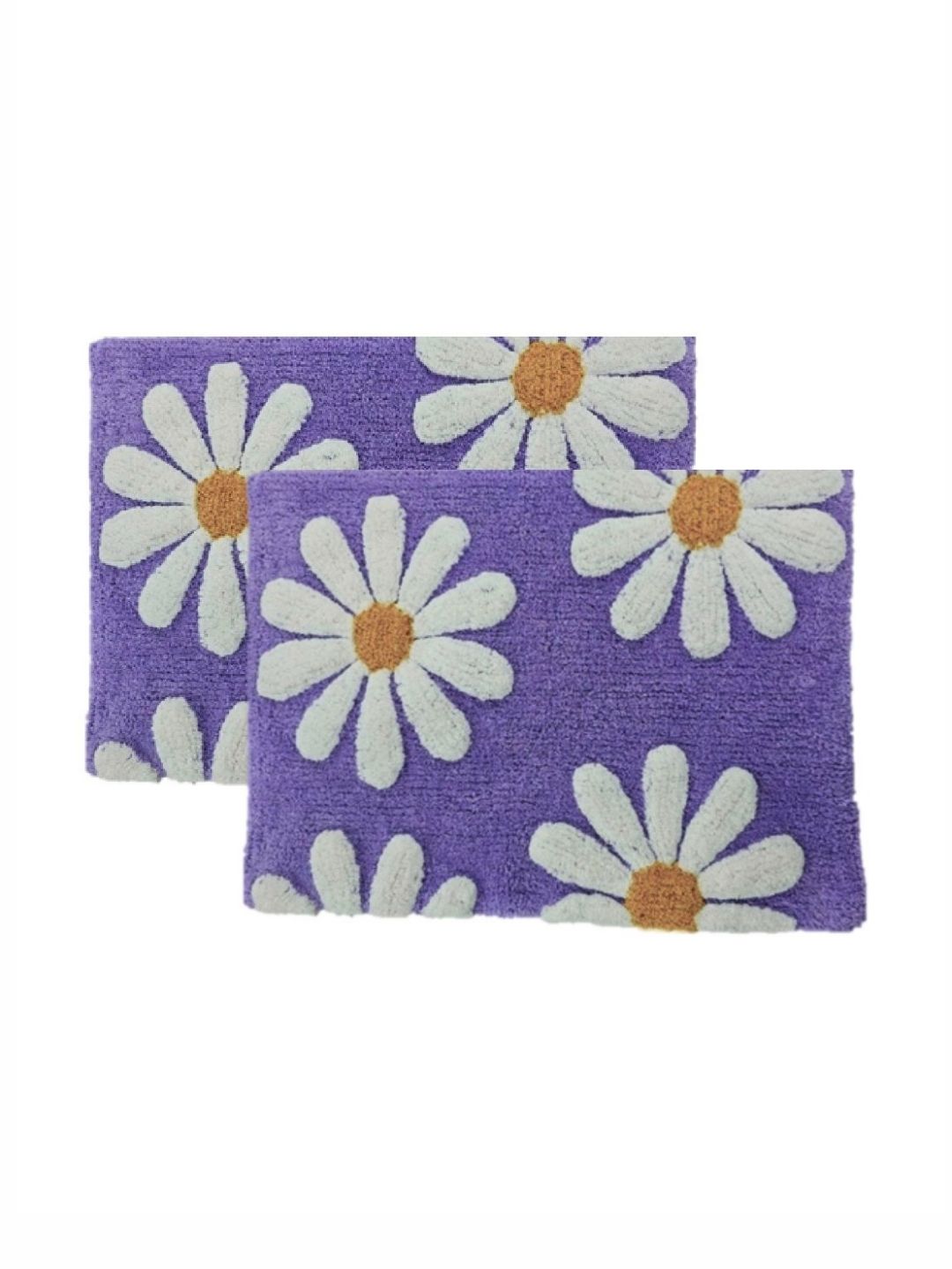 Aura 2-Pcs Purple & White Self-Designed 1800 GSM Cotton Anti Skid Bath Rugs-picture-56
