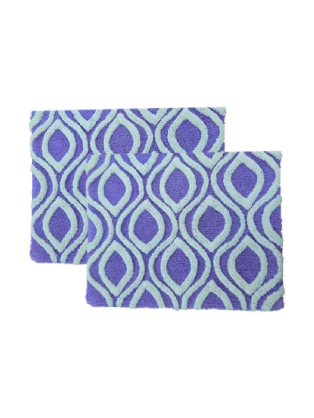 Aura 2-Pcs Purple & White Self-Designed 1800 GSM Cotton Anti Skid Bath Rugs-picture-21