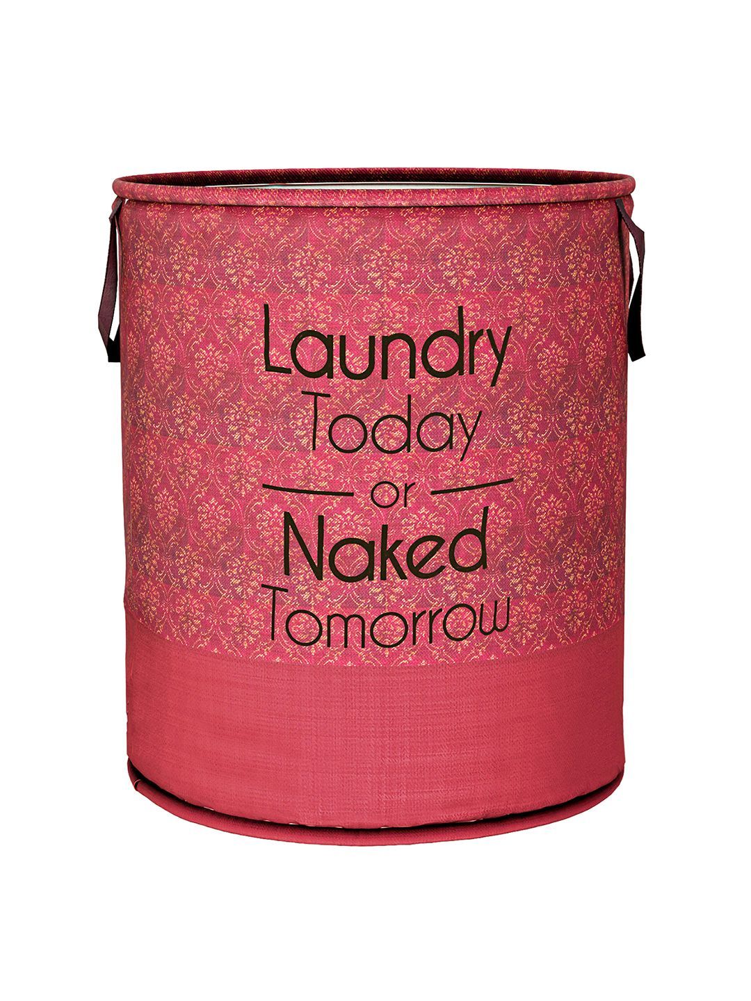 Kuber Industries Maroon & Black Printed Non-Woven Round Laundry Basket - 45 L-picture-14