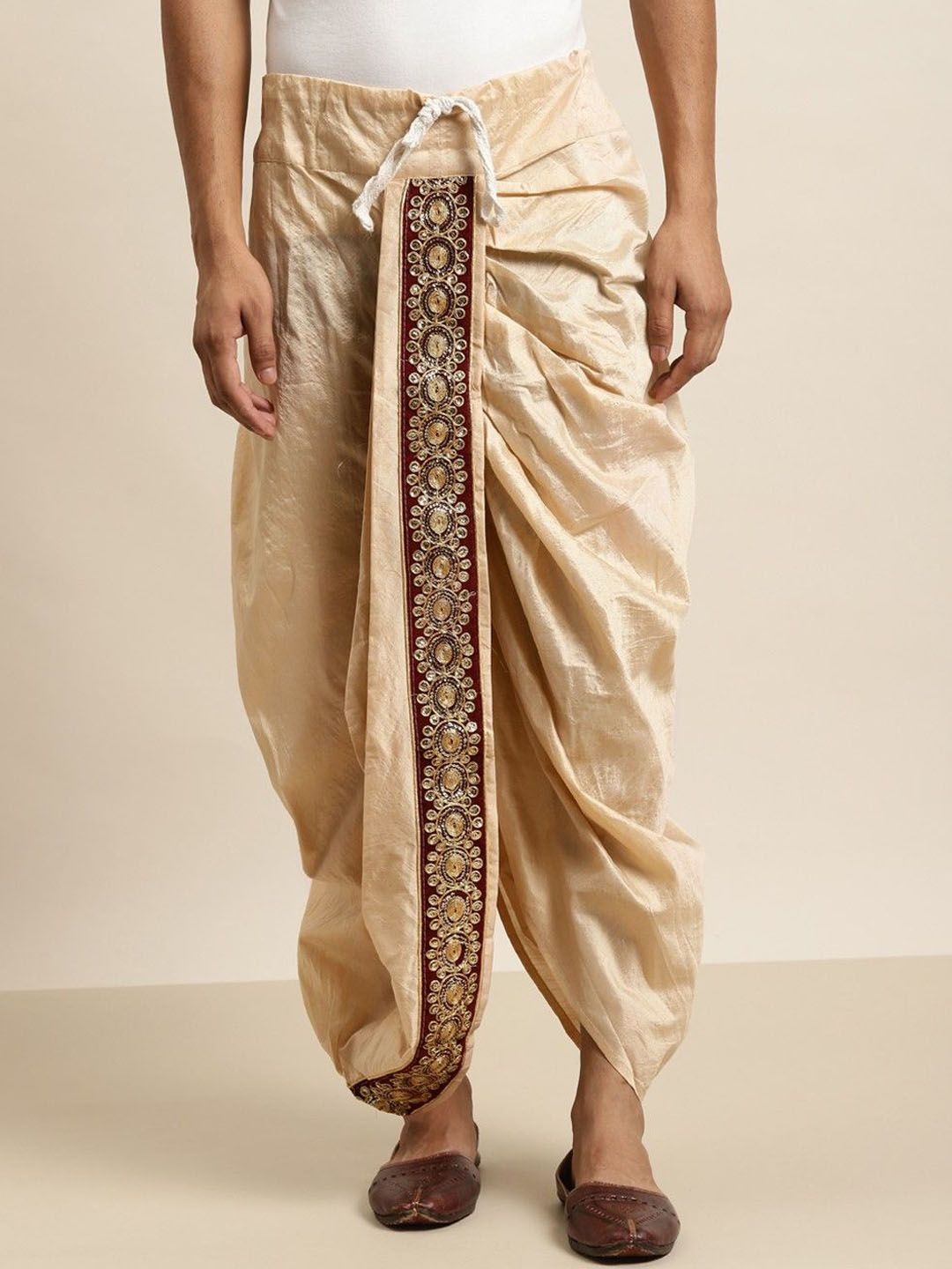 FANZI Men Zari Border Dhoti Pants-image-11