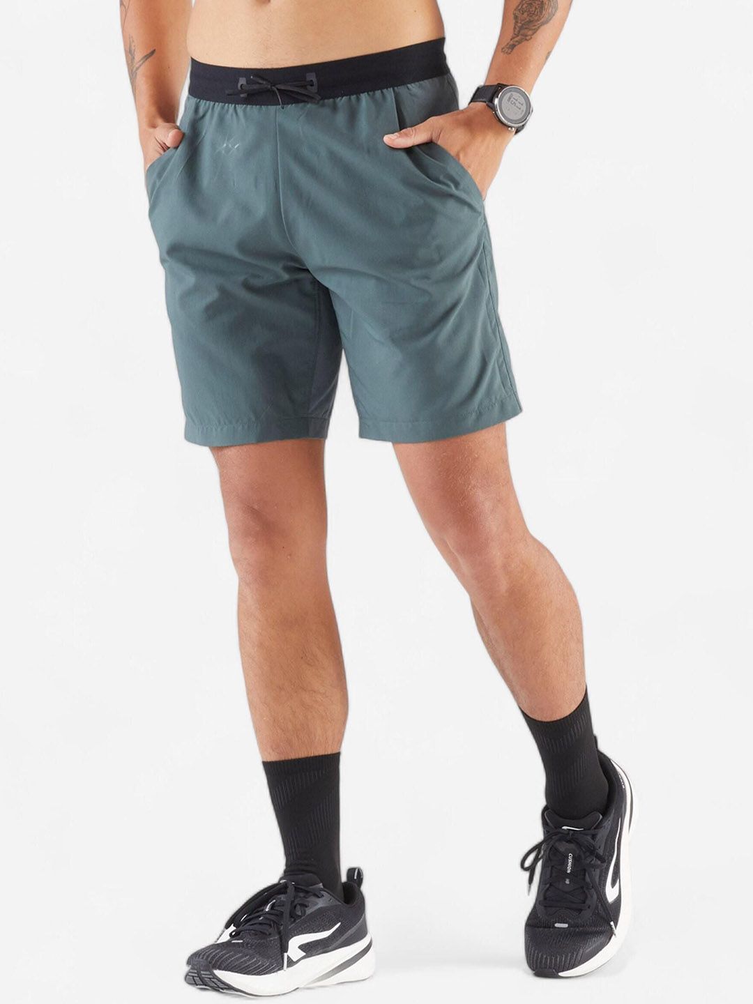 KIPRUN By Decathlon Running Shorts - KIPRUN Run 500 Dry Dark Green Grey-picture-24
