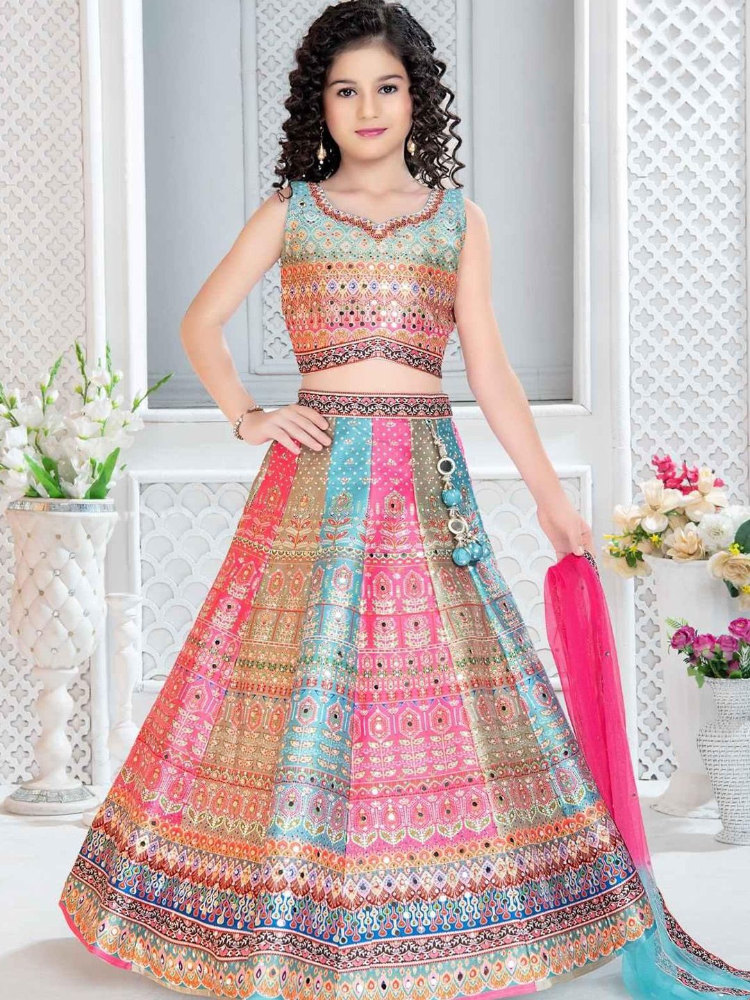 BAESD Girls Embroidered Ready to Wear Lehenga & Blouse With Dupatta-image-31