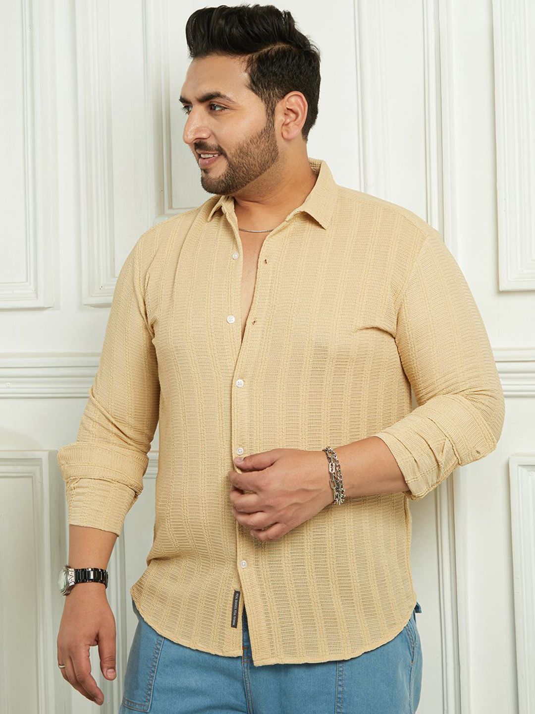 Instafab Plus Men Comfort Opaque Checked Casual Shirt-picture-18