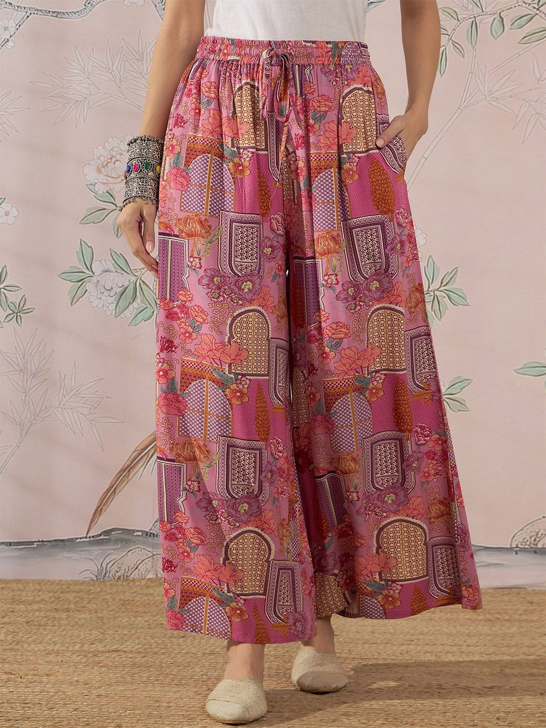 InWeave Women Floral Printed Flared Ethnic Palazzos-picture-56