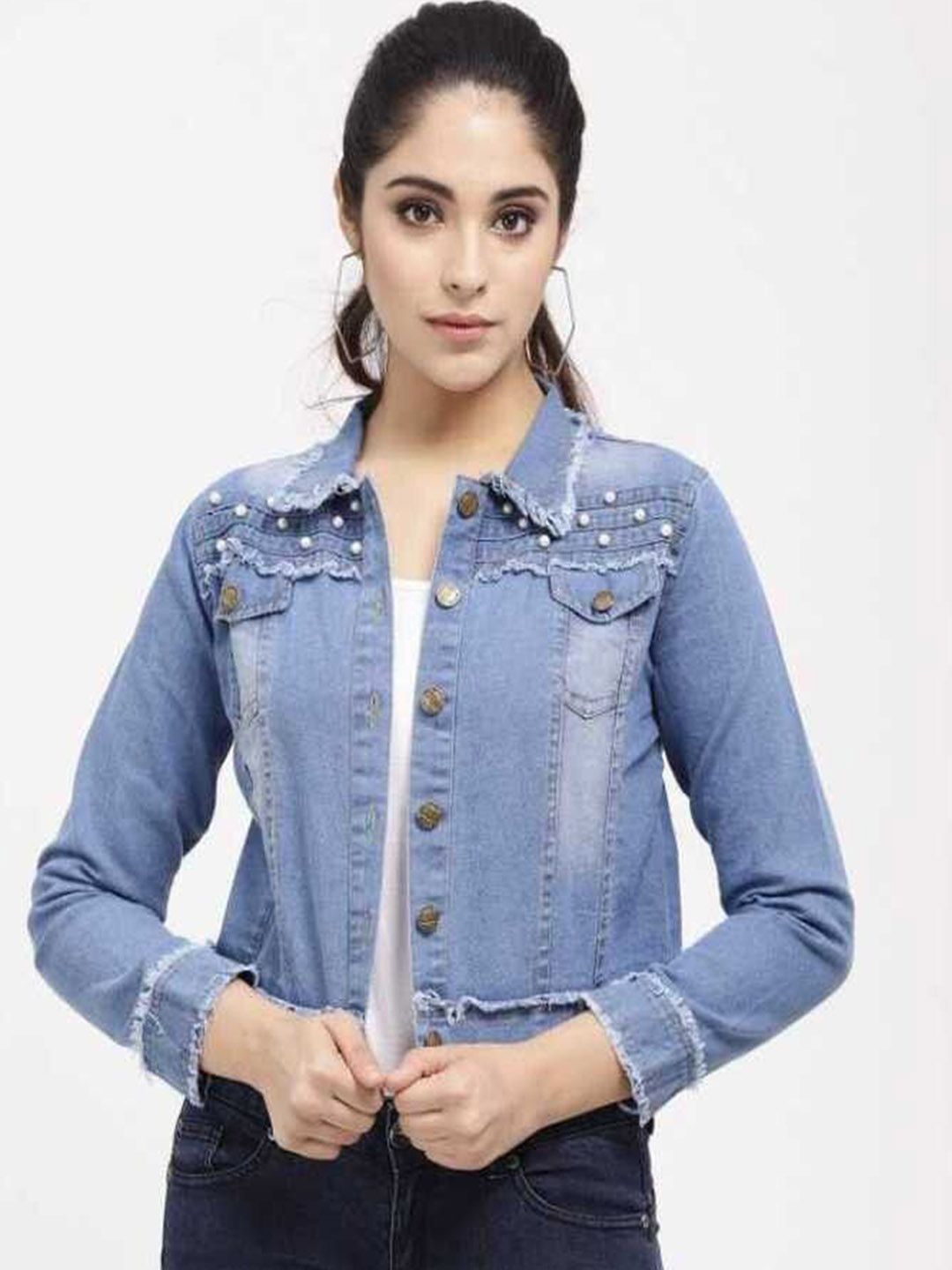 KASHIAN Women Denim Jacket with Embroidered-image-47