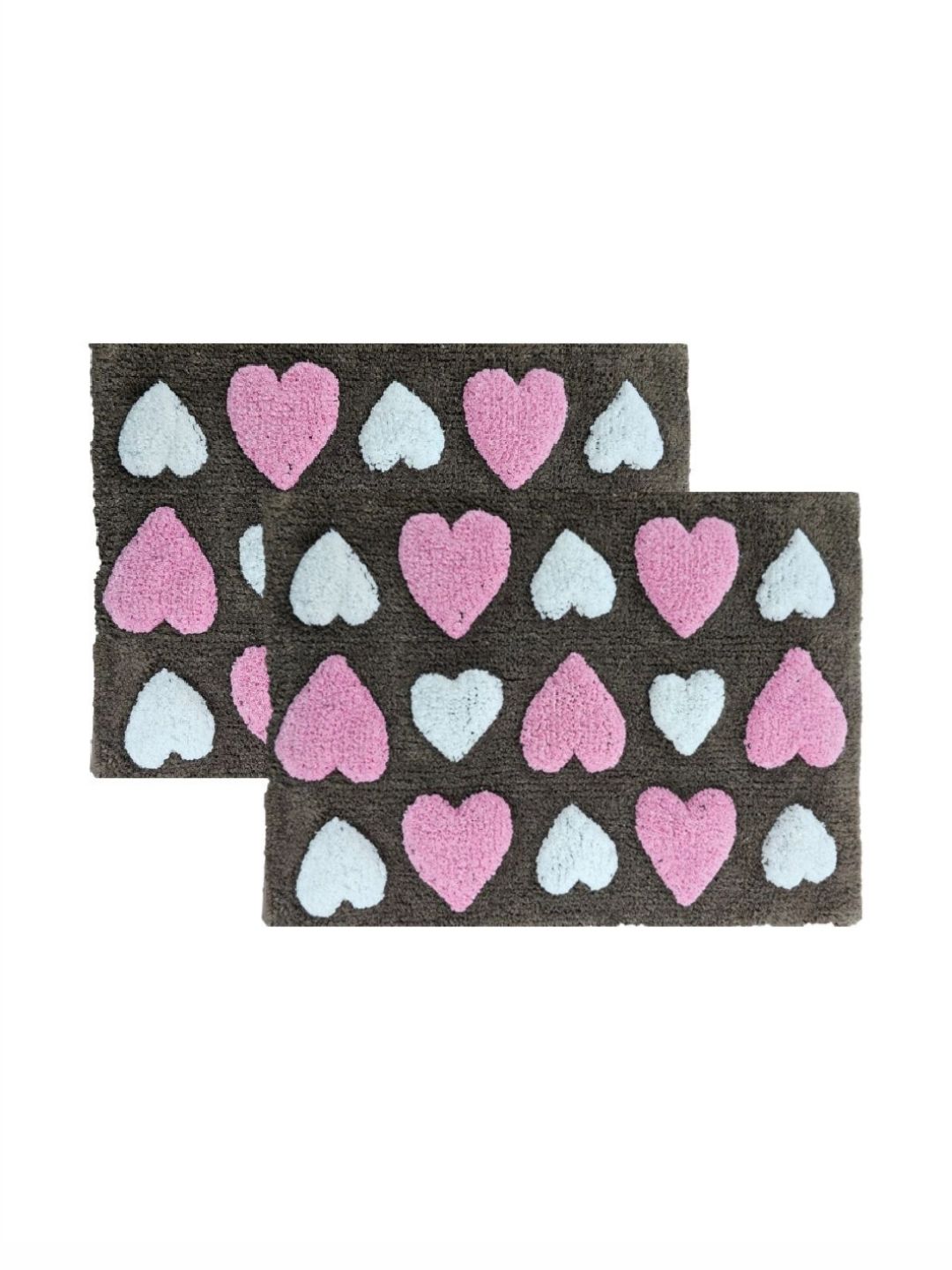 Aura 2-Pcs Grey & White Self-Designed 1800 GSM Cotton Anti Skid Bath Rugs-image-30