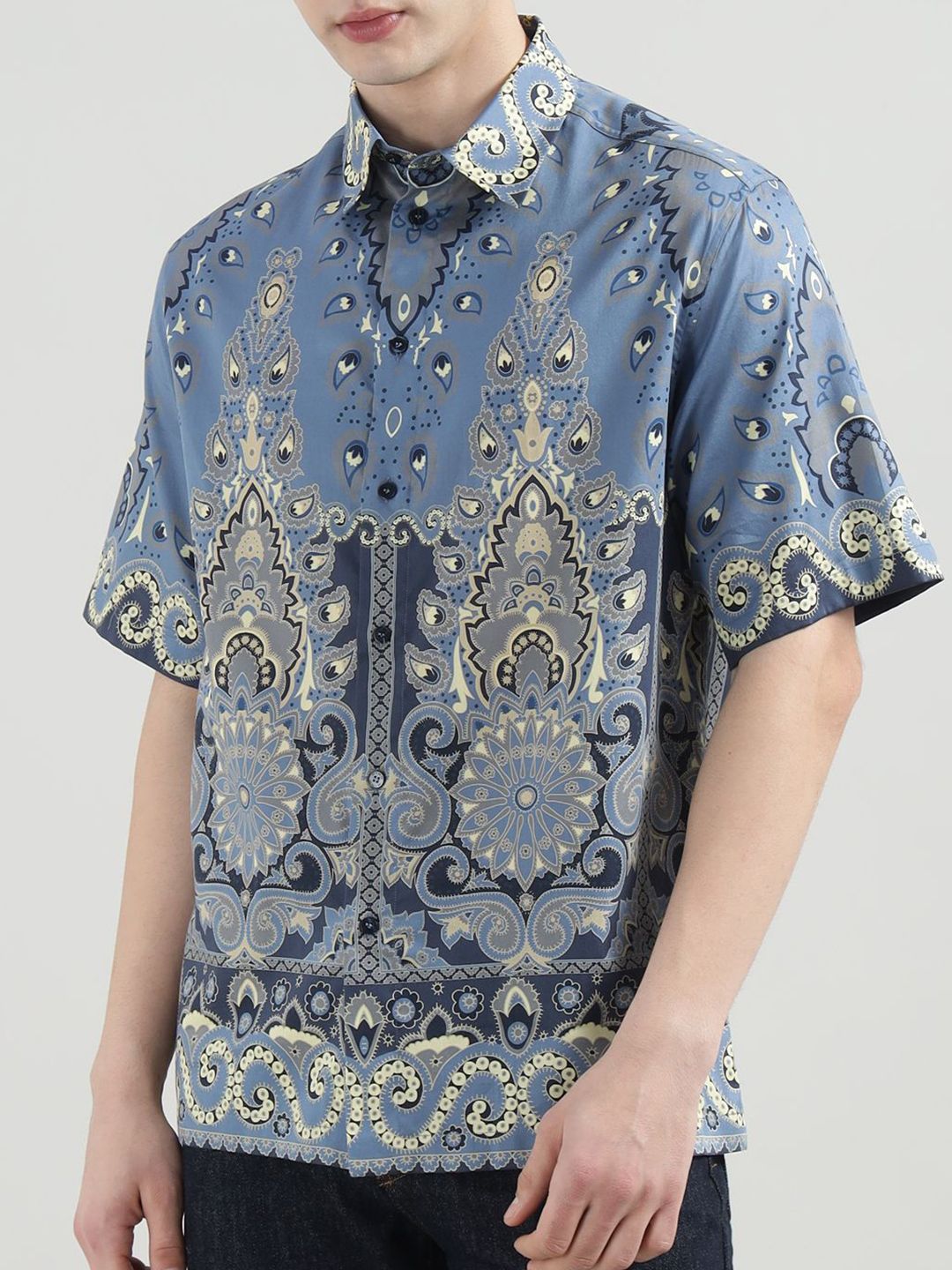 ETRO Men Spread Collar Ethnic Motifs Printed Cotton Casual Shirt-picture-13