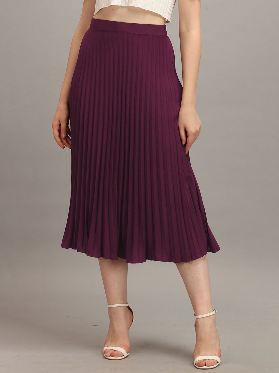 ZWERLON Pleated A-Line Midi Skirt-picture-26