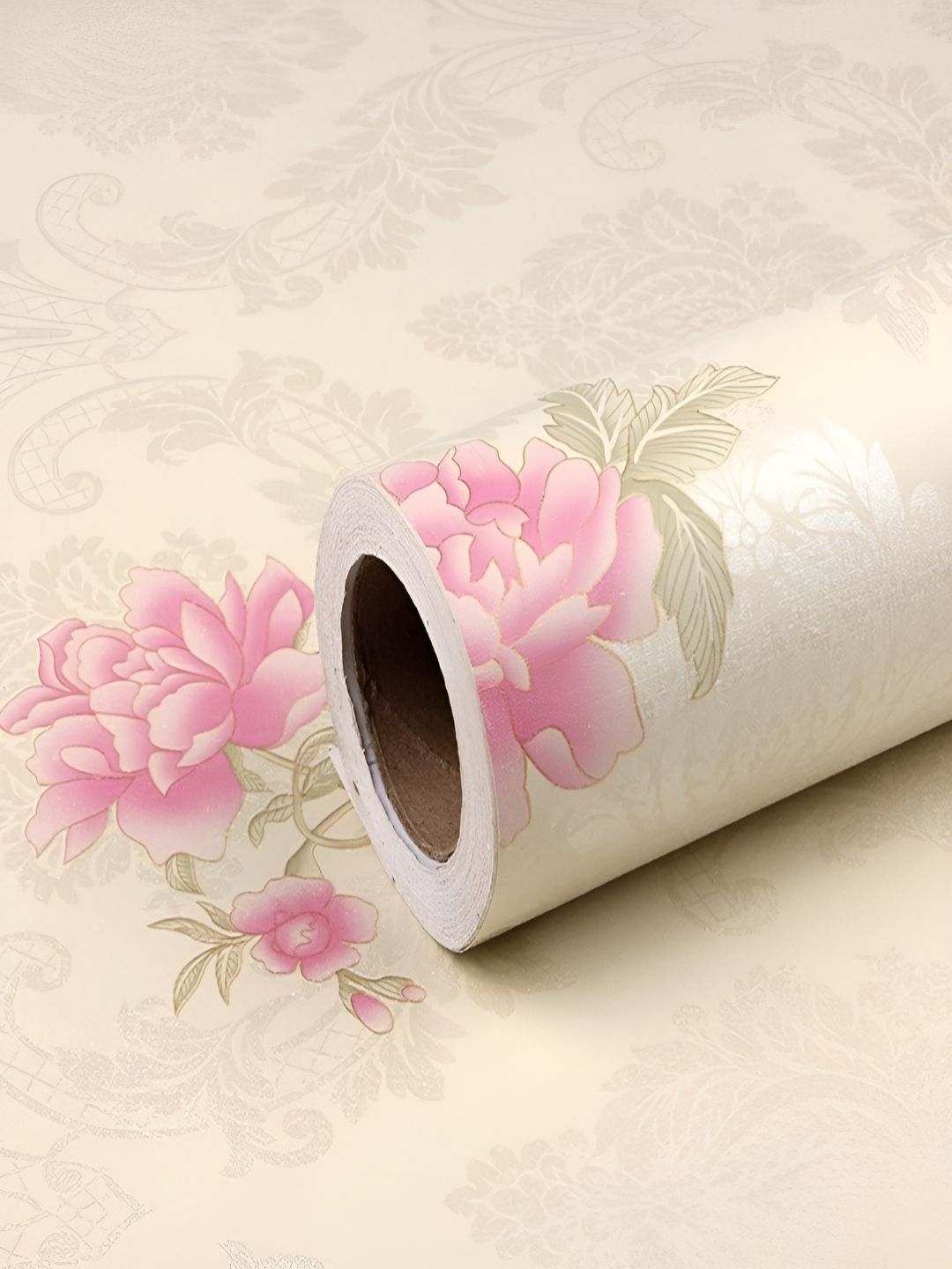 ANNA CREATIONS Cream-Coloured & Pink Printed Self-Adhesive Waterproof Wallpaper-picture-26