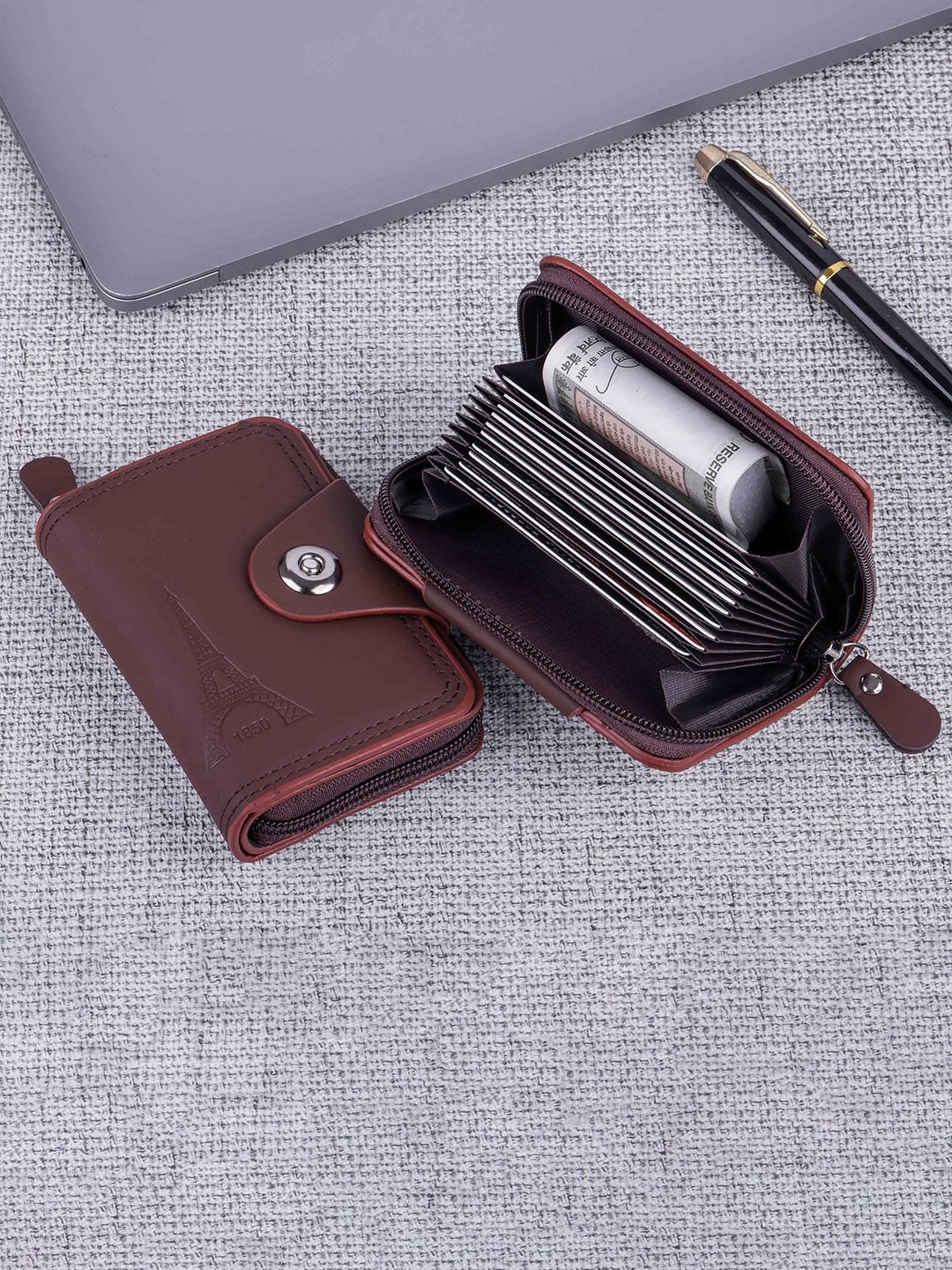 WATCHSTAR Men Zip Detail Leather Card Holder-picture-16