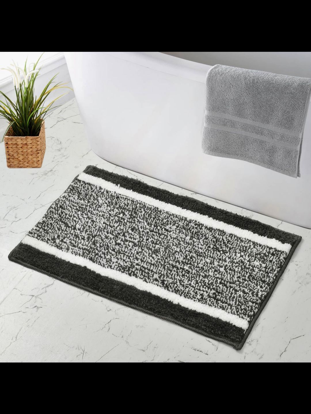 MAA HOME CONCEPT Dark grey & White Self-Designed Anti Skid Doormats-image-14