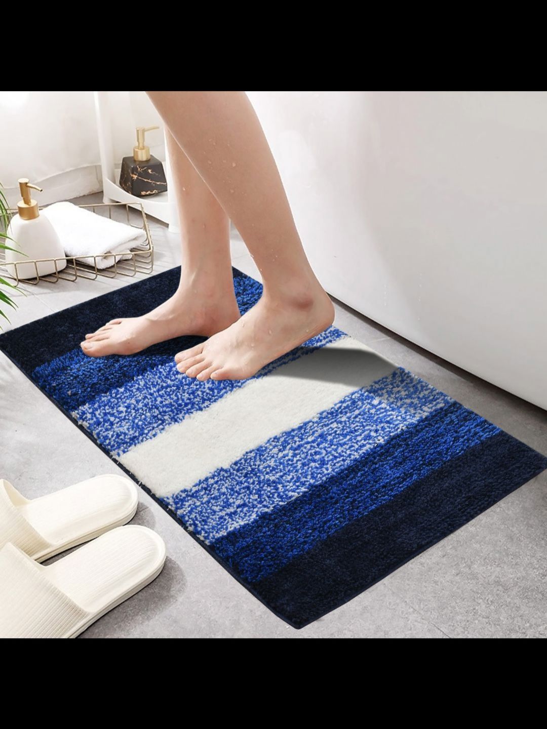 MAA HOME CONCEPT Blue & White Self-Designed Anti Skid Doormats-image-35