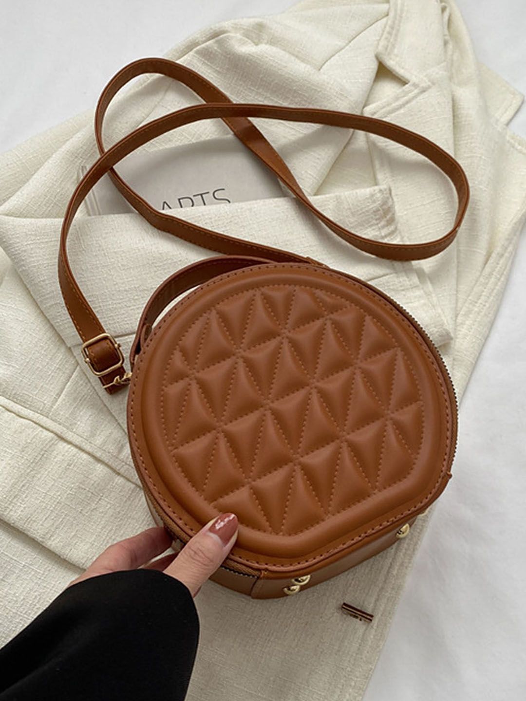 LULU & SKY PU Structured Handheld Bag with Quilted-image-33