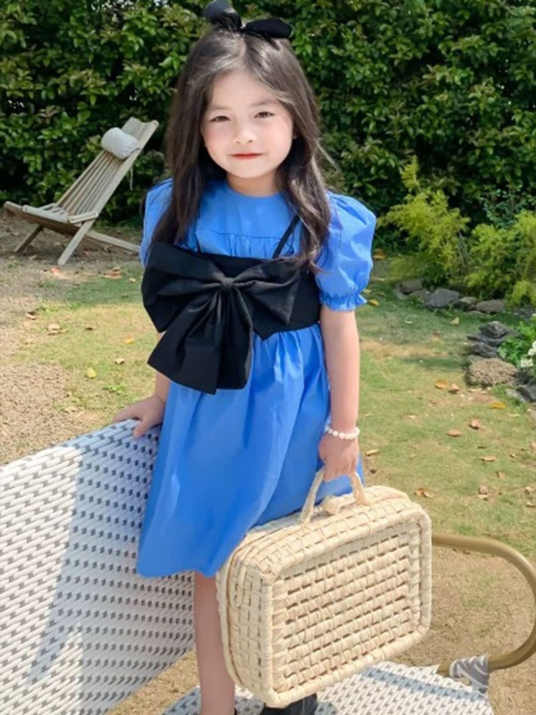 LULU & SKY Colourblocked Puff Sleeve Fit & Flare Dress-picture-28