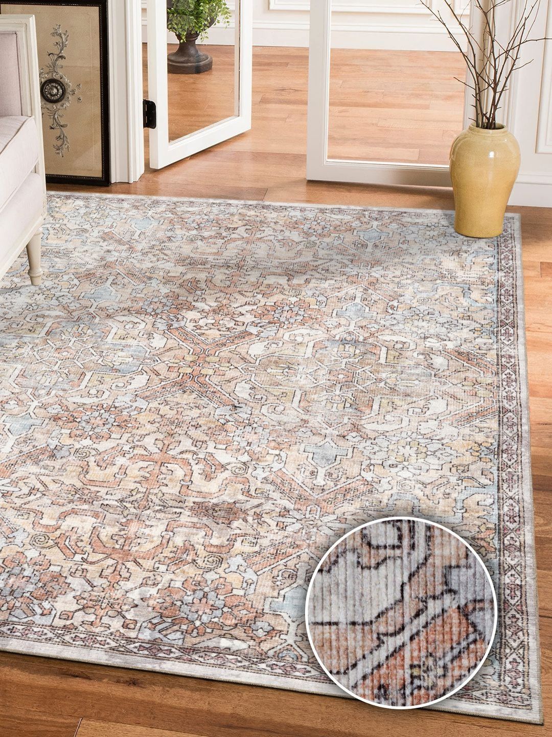 Kaleen India Beige Traditional Anti-Skid Polyester Carpet-picture-11